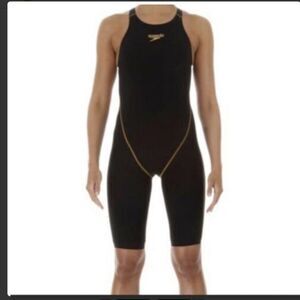 Speedo Black and Gold LZR Racer PRO Record Breaker Swimsuit Kneeskin Size 26
